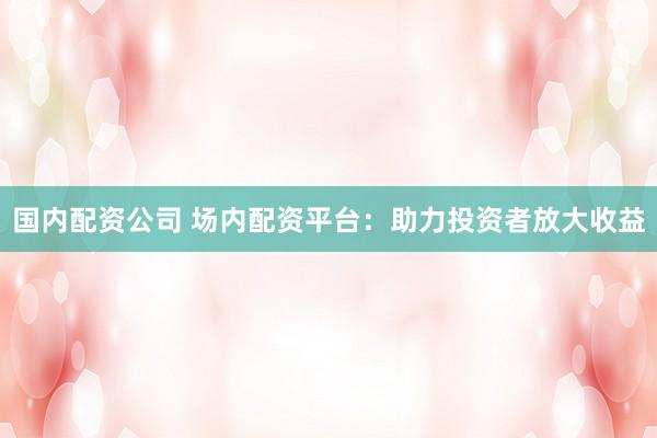 國內配資公司 場內配資平臺：助力投資者放大收益