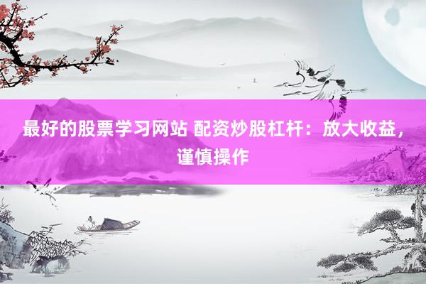 最好的股票學(xué)習(xí)網(wǎng)站 配資炒股杠桿：放大收益，謹(jǐn)慎操作