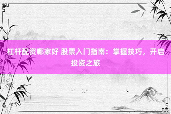 杠桿配資哪家好 股票入門指南：掌握技巧，開啟投資之旅